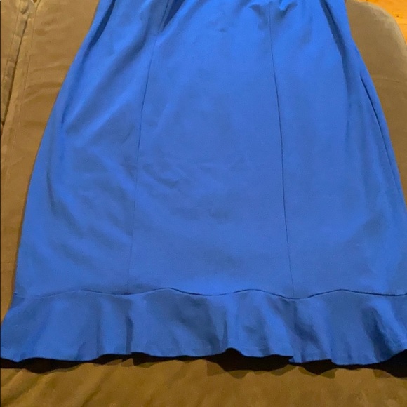 Cobalt Sheath Dress w/ Ruffled Hem & Bell Slvs - Picture 3 of 8